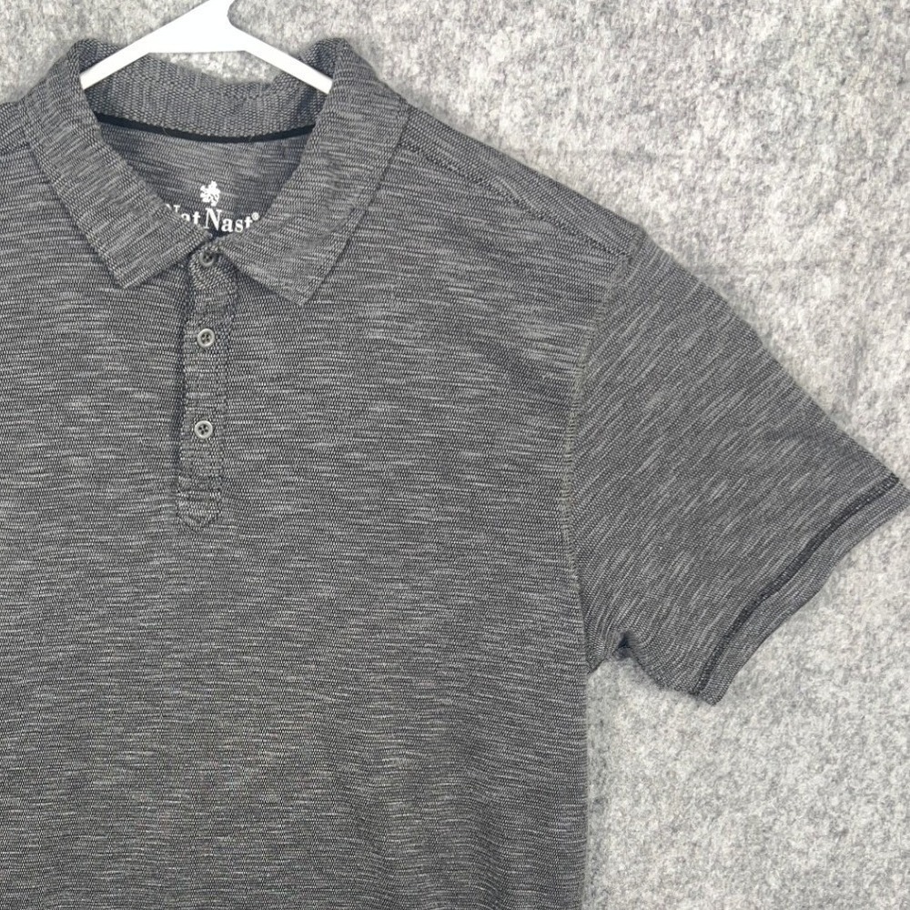 Nat Nast Luxury Originals Men's XL Gray Textured Polo Shirt Short Sleeve Cotton - Picture 4 of 7